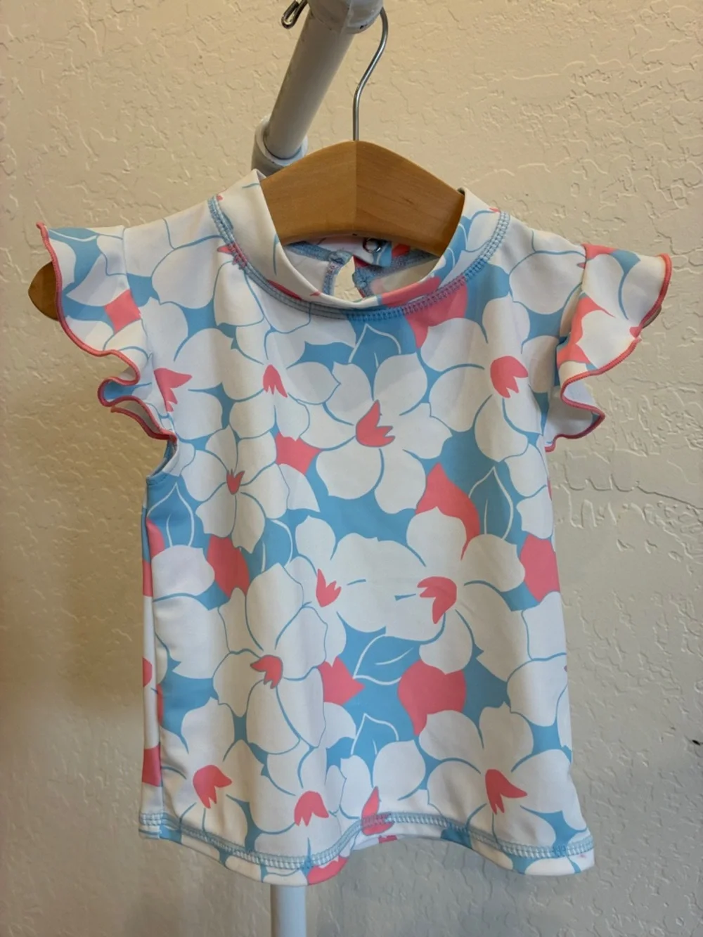 Crystal blue seashell short sleeve baby ruffle swim set - Picture 6 of 7